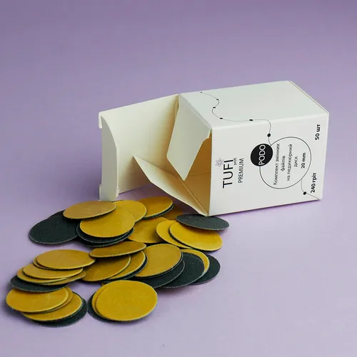 Podo TUFI profi PREMIUM replaceable files for pedicure disk 20 mm 240 grit 50 pcs (0101570)