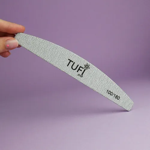 Half-round nail file TUFI profi PREMIUM gray 100/180 grit 17,8 сm 1 pc (0102952)