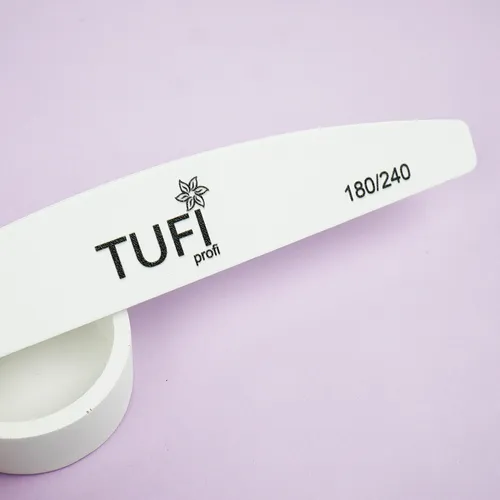 Half-round nail file TUFI profi PREMIUM white 180/240 grit 17,8 сm 1 pc (0231934)