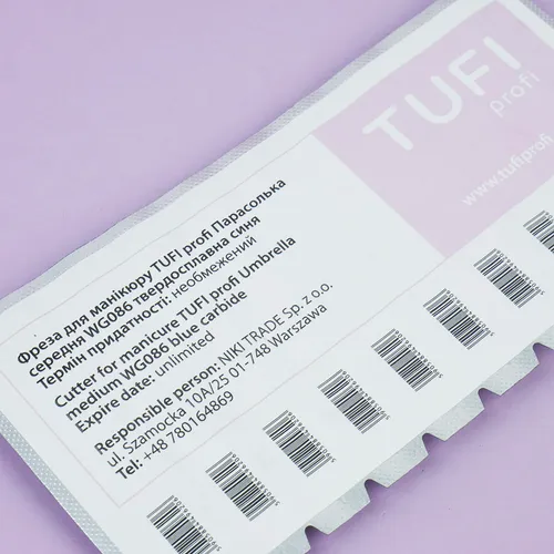 Фреза для маникюра TUFI profi Зонтик средний WG086 твердосплавная синяя